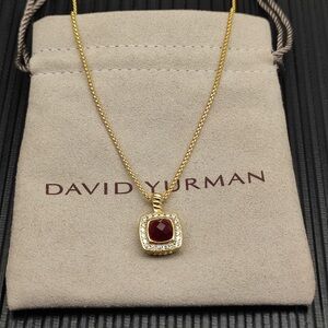David Yurman Gold Necklace with Red Gemstone